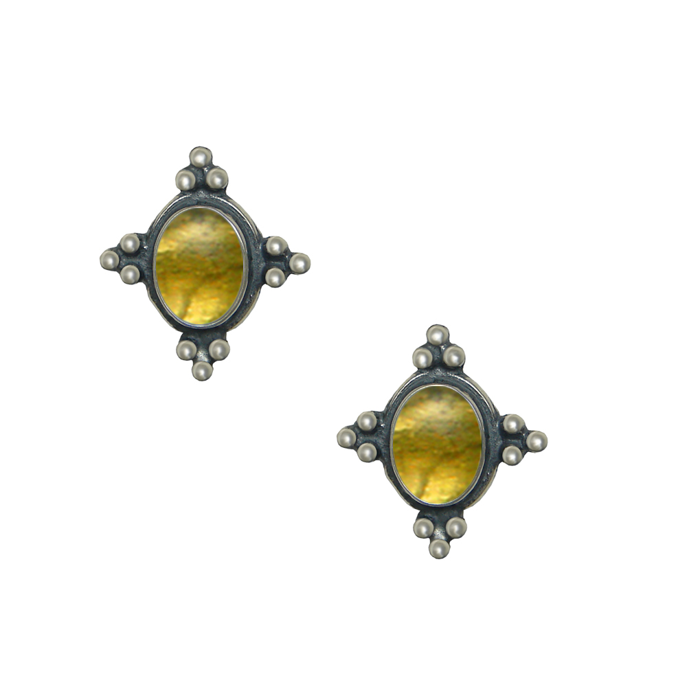Sterling Silver Small Citrine Post Stud Earrings